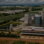 Commercial livestock feed pellet production line project, big animal feed mill factory aerial photo